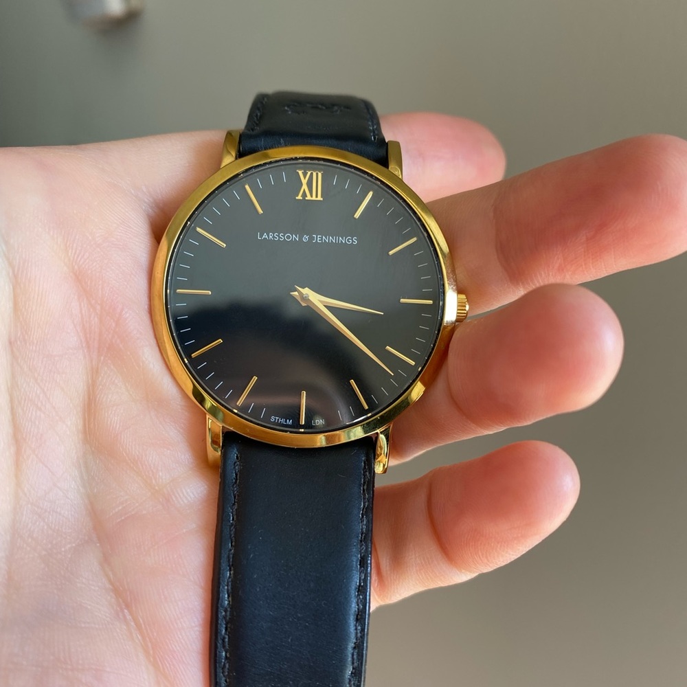 LUGANO BLACK LEATHER 40MM GOLD BLACK